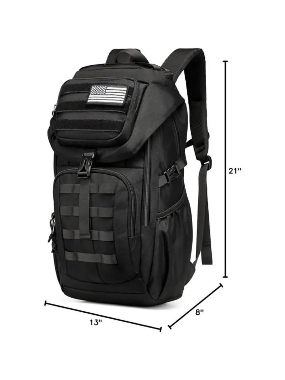 Tactical Backpack Molle Military Waterproof Hiking Camping Gear Black
